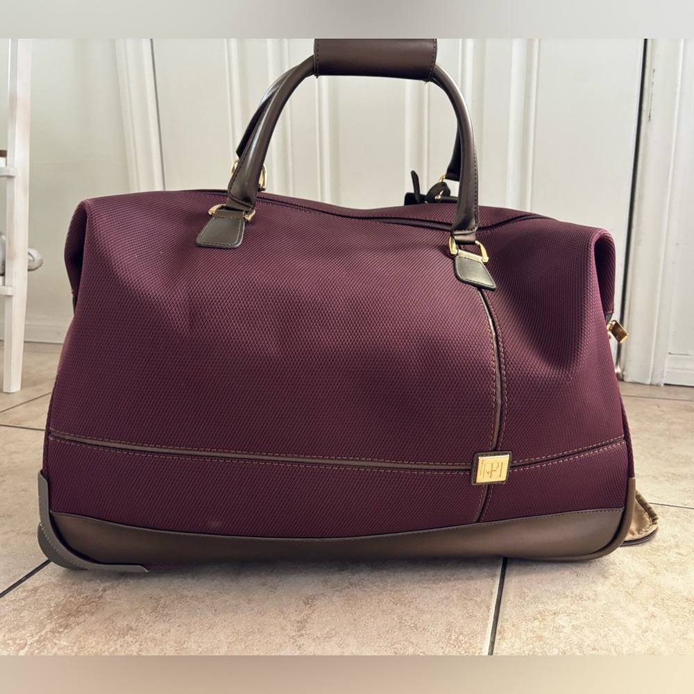 Diane Von Furstenberg Burgundy and Brown Travel Bag